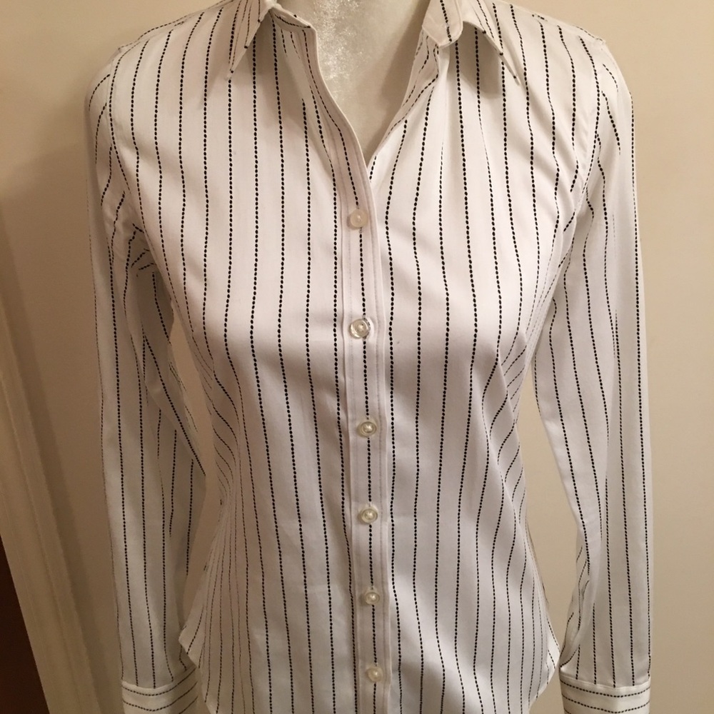 Non-iron fitted button down blouse